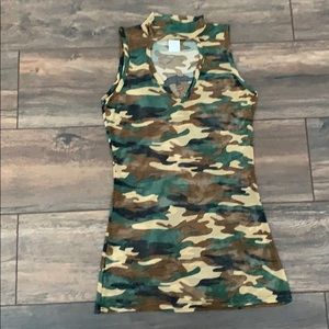 Sheer Camouflage See through Top New Without Tags